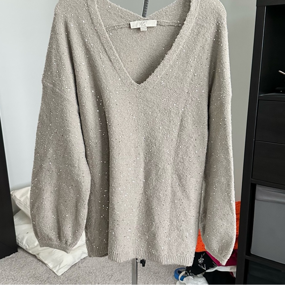 LOFT - BUNDLE - set of two (2) sweaters with sequins, size XXL and 16/18 Plus